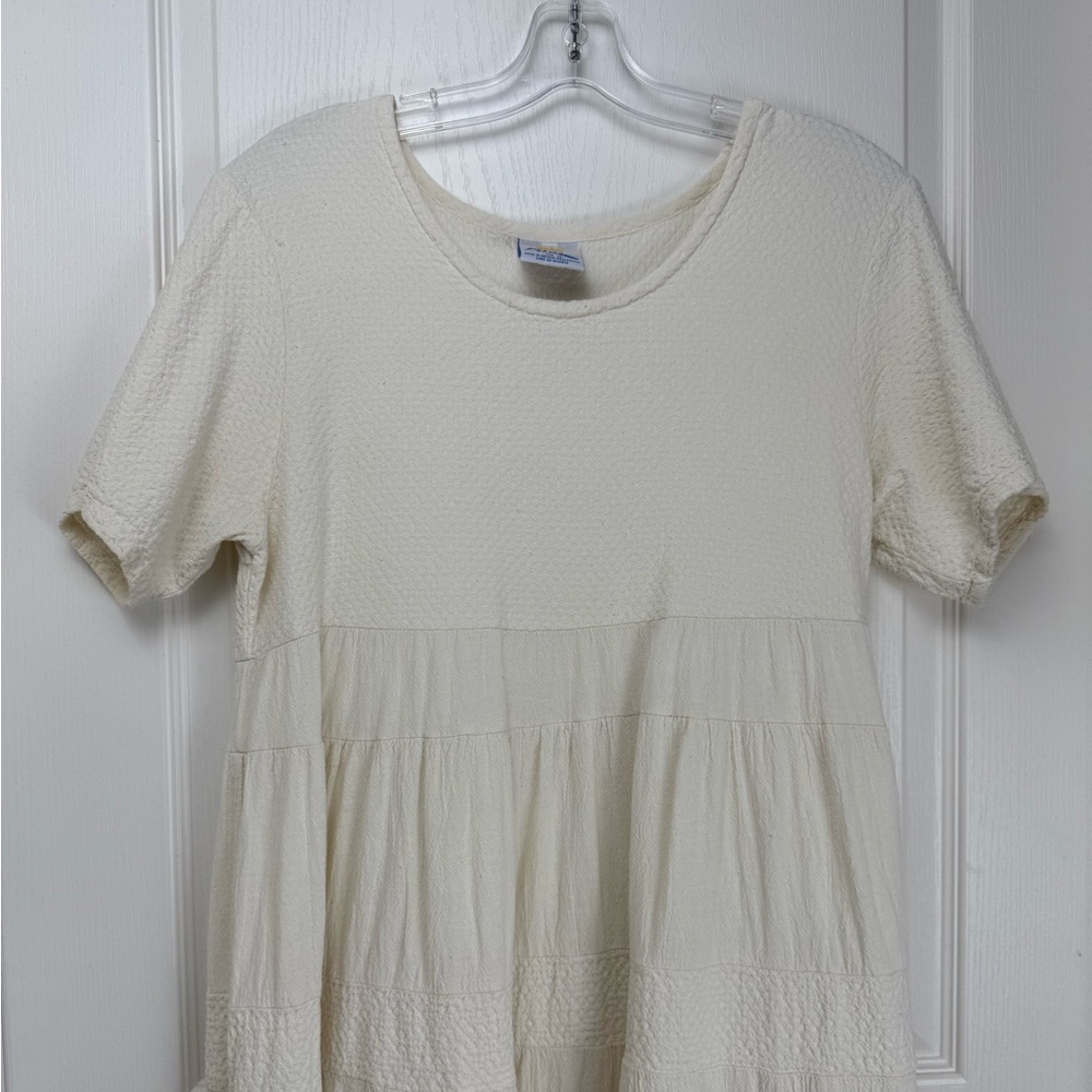 Vintage Dunes Textured Cotton Tiered Maxi Dress Size Medium Cream White - Picture 4 of 8
